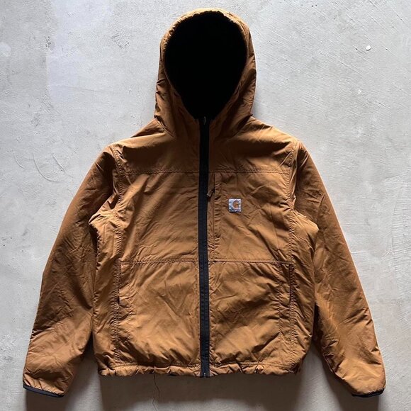 carhartt black tan boxy reversible fleece jacket - Picture 4 of 6